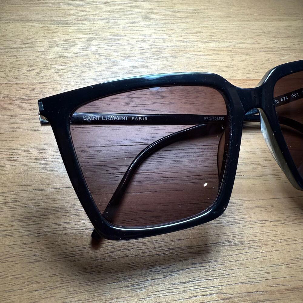 Saint Laurent SL 474 Oversized Square Frame Black Sunglasses YSL Unisex - Picture 4 of 16